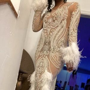 Custom beaded gown worn once and dry cleaned serious inquiries only!
